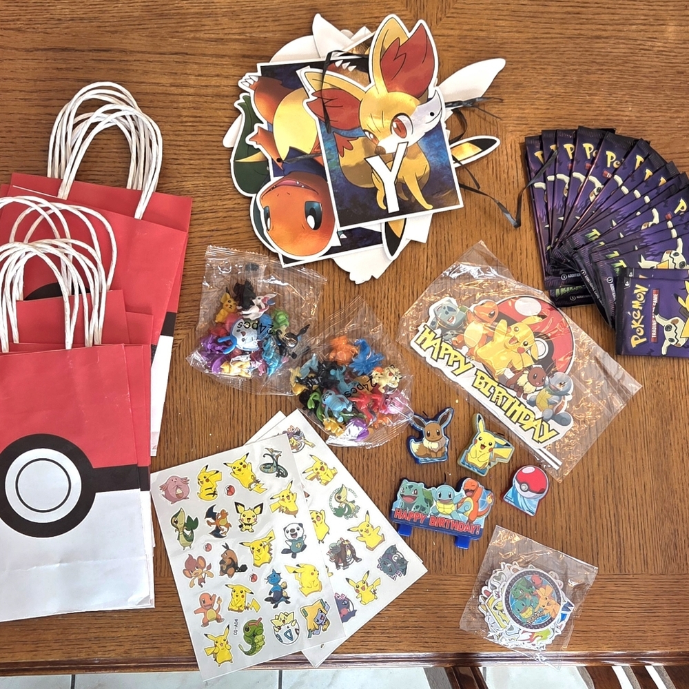 Pokemon Birthday Party Supplies Set With Pokemon CARDS